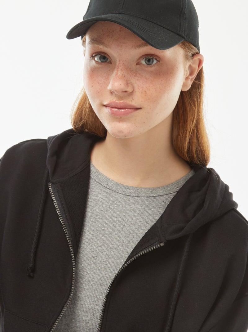 Sweatshirt cropped com capuz Preto - Kiabi