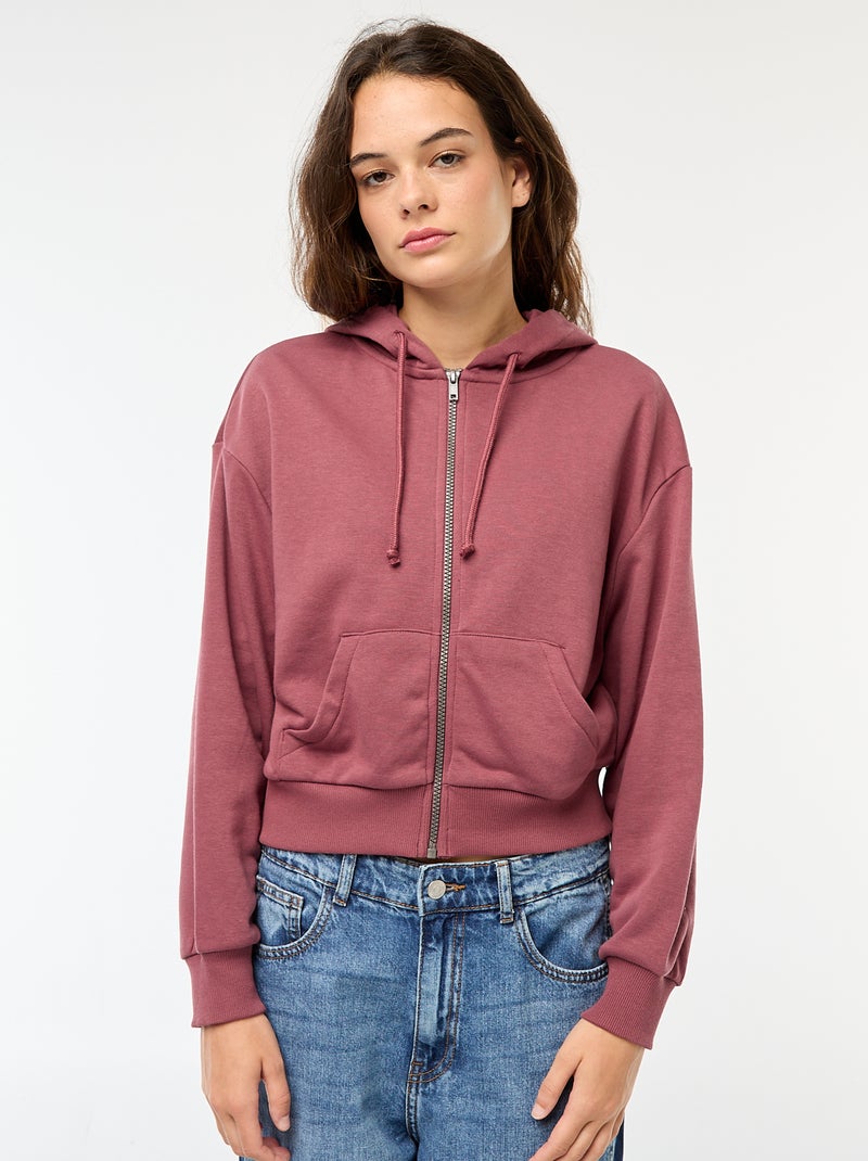 Sweatshirt cropped com capuz Rosa - Kiabi