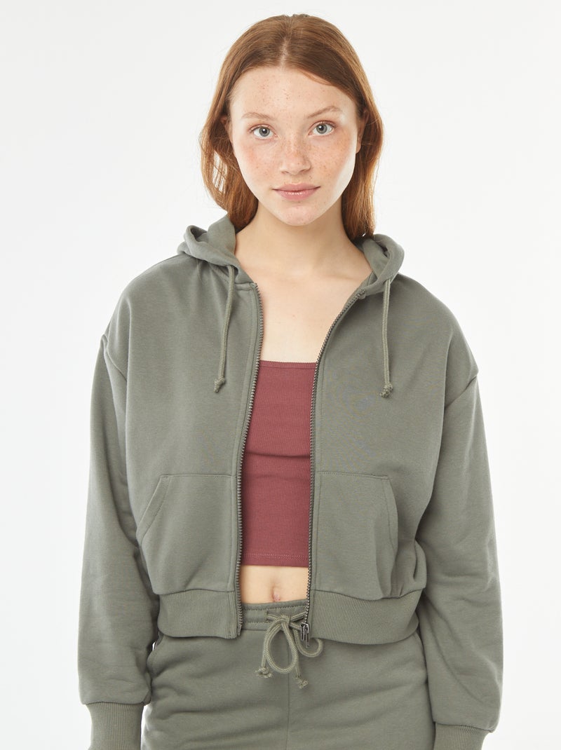 Sweatshirt cropped com capuz Verde - Kiabi