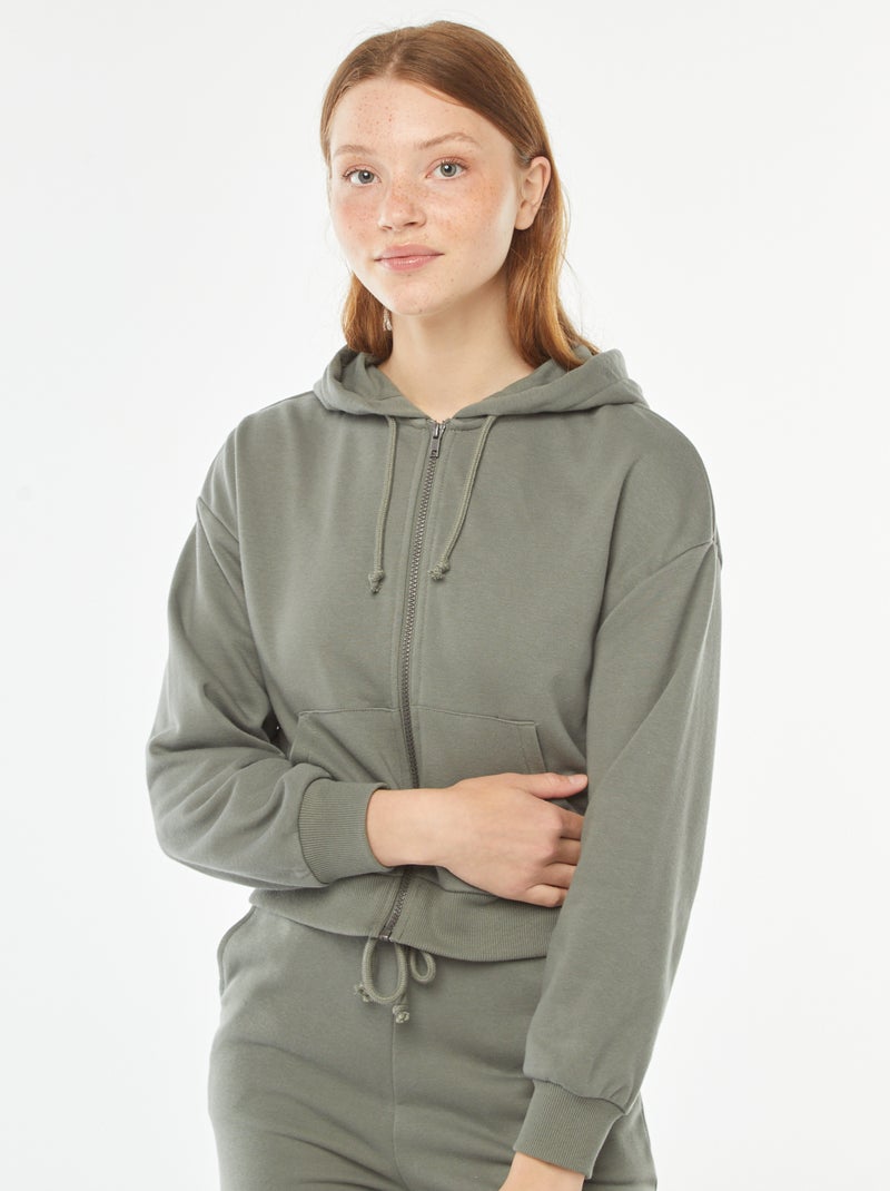 Sweatshirt cropped com capuz Verde - Kiabi