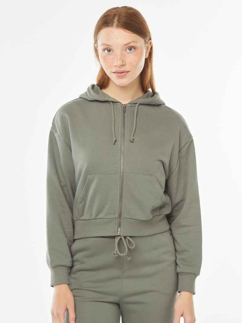 Sweatshirt cropped com capuz Verde - Kiabi