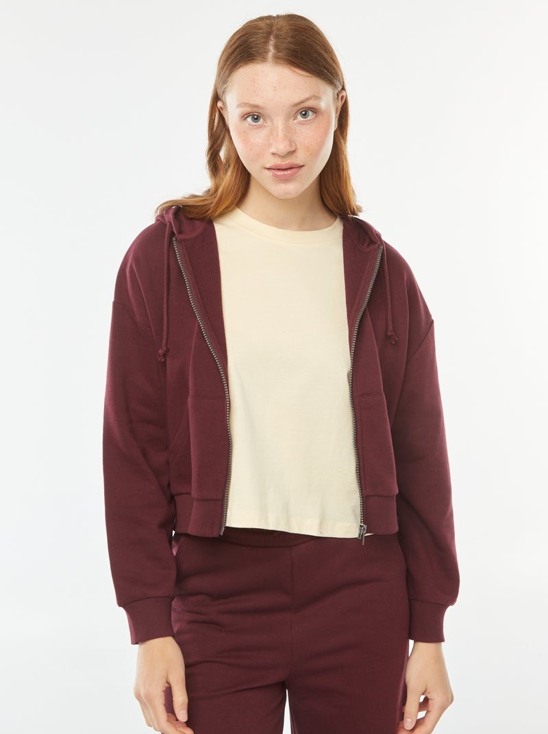 Sweatshirt cropped com capuz Vermelho - Kiabi