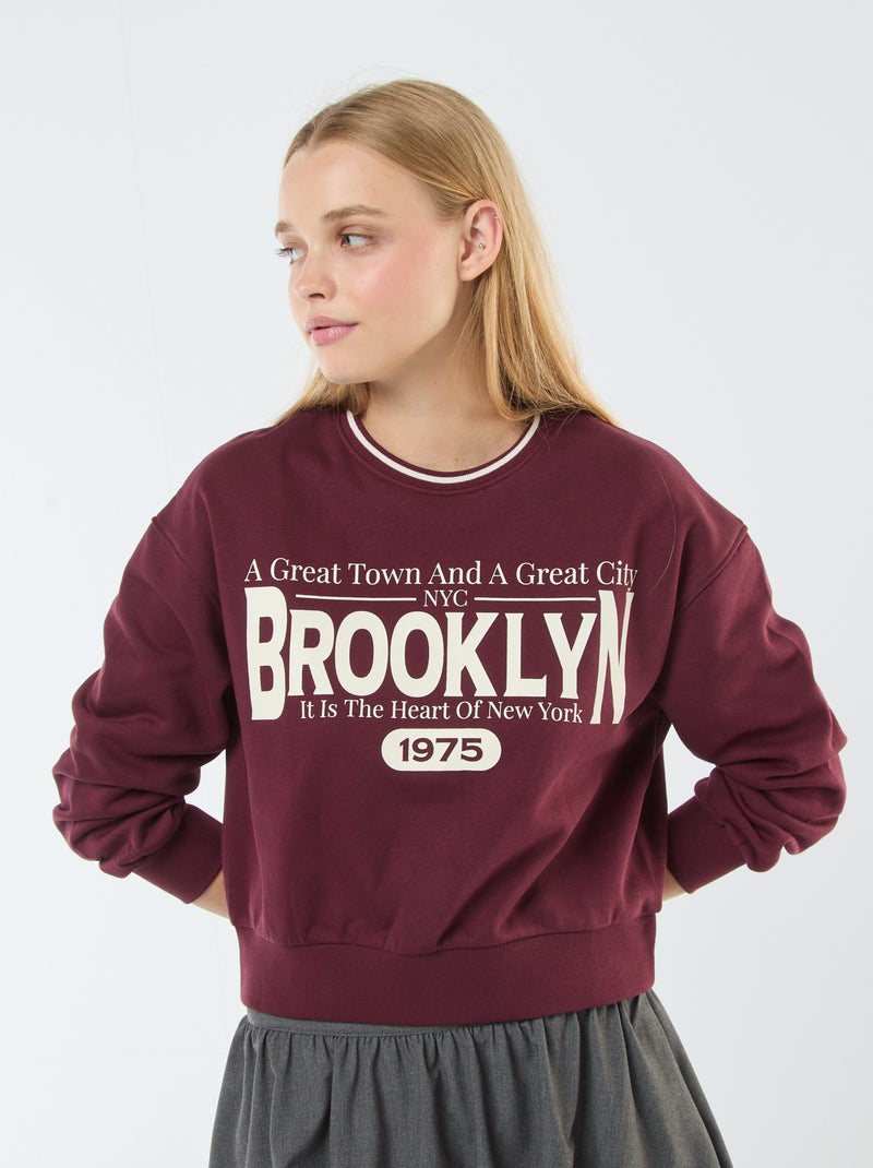 Sweatshirt cropped com inscrição americana Vermelho - Kiabi