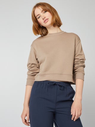 Sweatshirt cropped de gola redonda