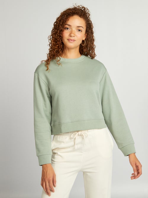 Sweatshirt cropped de gola redonda - Kiabi