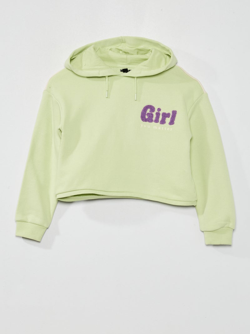 Sweatshirt cropped em moletão VERDE - Kiabi