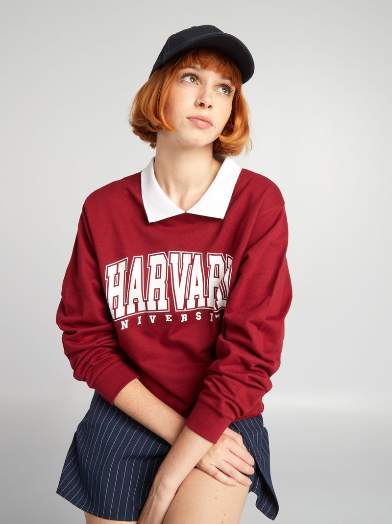 Sweatshirt cropped em moletão VERMELHO - Kiabi