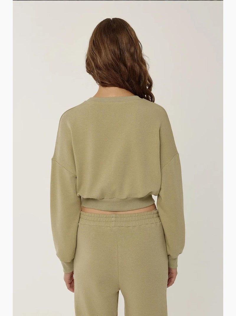 Sweatshirt cropped hiccup Cáqui - Kiabi