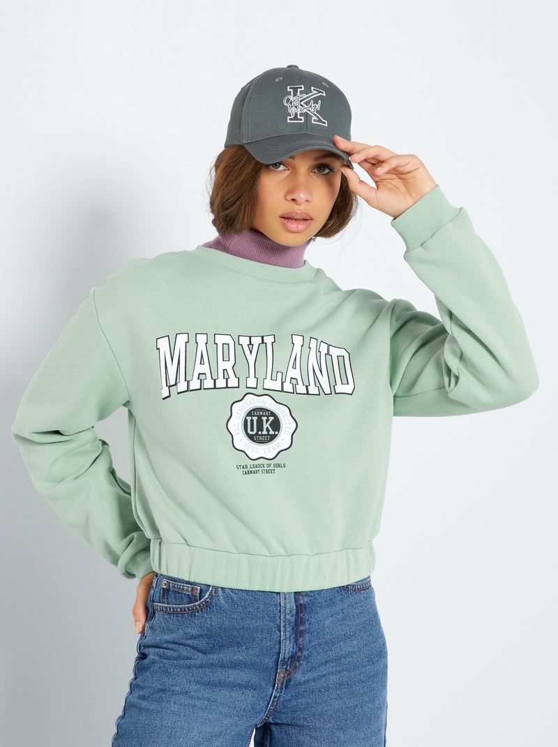 Sweatshirt cropped tipo campus AZUL - Kiabi