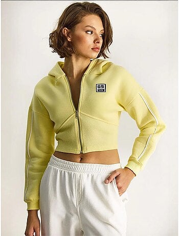 Sweatshirt curta com capuz e fecho de correr lucci