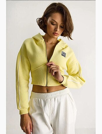 Sweatshirt curta com capuz e fecho de correr lucci