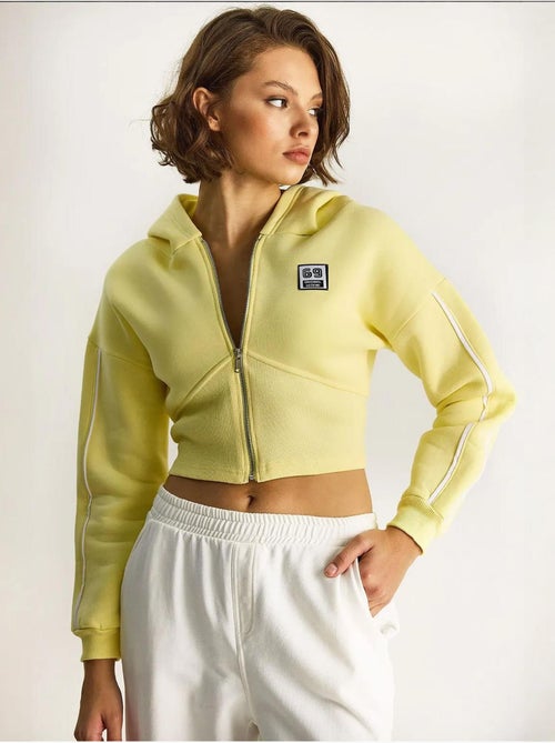 Sweatshirt curta com capuz e fecho de correr lucci - Kiabi Sweatshirt curta com capuz e fecho de correr lucci - Kiabi
