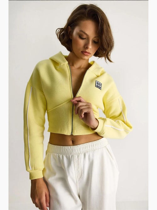 Sweatshirt curta com capuz e fecho de correr lucci - Kiabi Sweatshirt curta com capuz e fecho de correr lucci - Kiabi