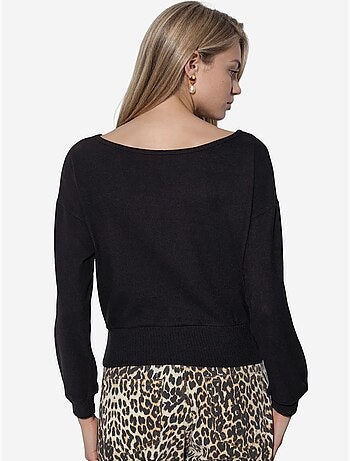 Sweatshirt curta feminina com gola redonda busem
