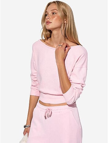 Sweatshirt curta feminina com gola redonda busem