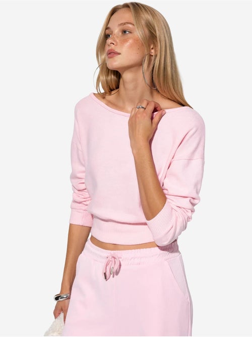 Sweatshirt curta feminina com gola redonda busem - Kiabi Sweatshirt curta feminina com gola redonda busem - Kiabi