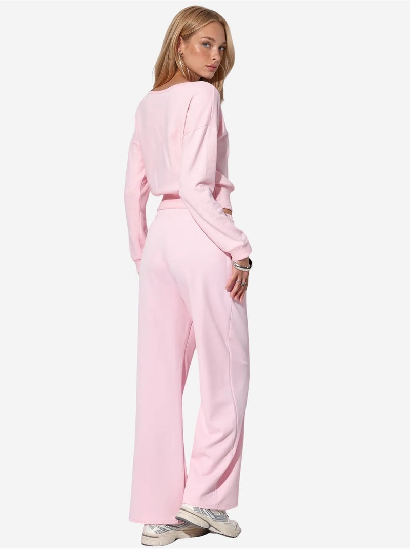 Sweatshirt curta feminina com gola redonda busem Rosa doce - Kiabi