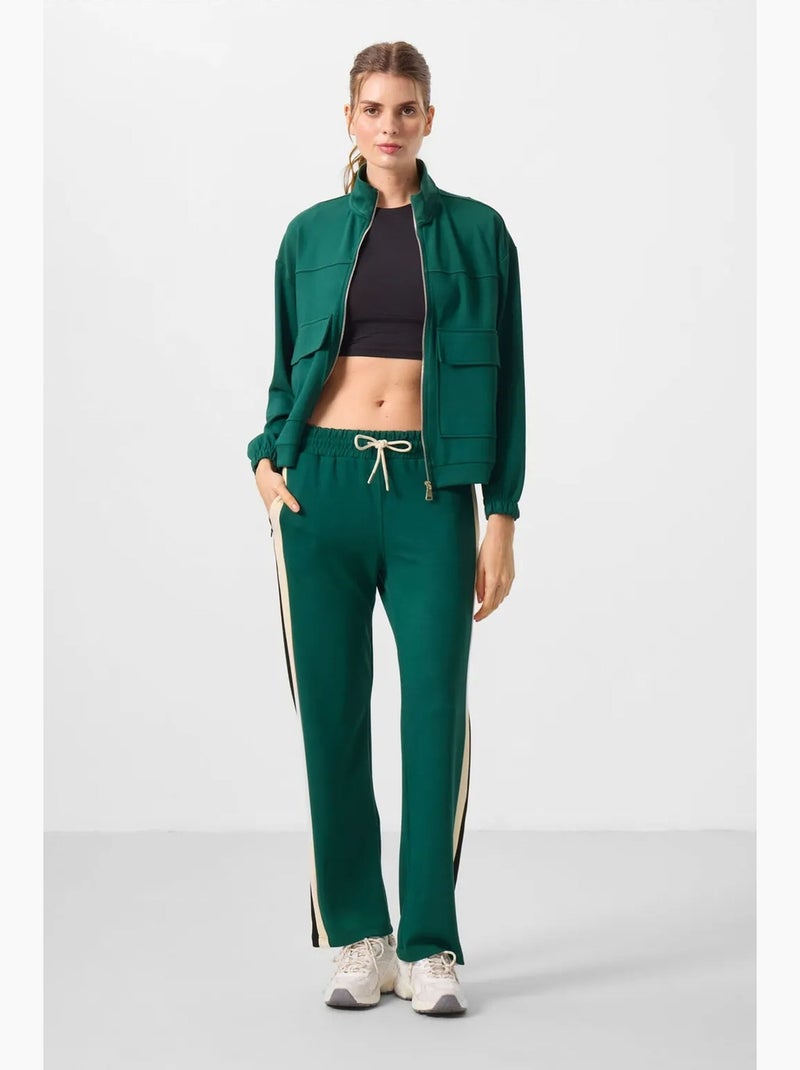 Sweatshirt curta larga com fecho tommy Verde escuro - Kiabi