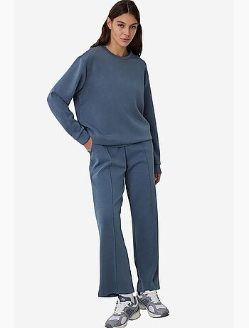 Sweatshirt curta oversize de modal com gola redonda penti