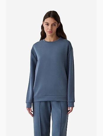 Sweatshirt curta oversize de modal com gola redonda penti