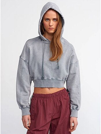 Sweatshirt curta oversized com capuz de mulher dilvin