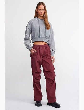 Sweatshirt curta oversized com capuz de mulher dilvin