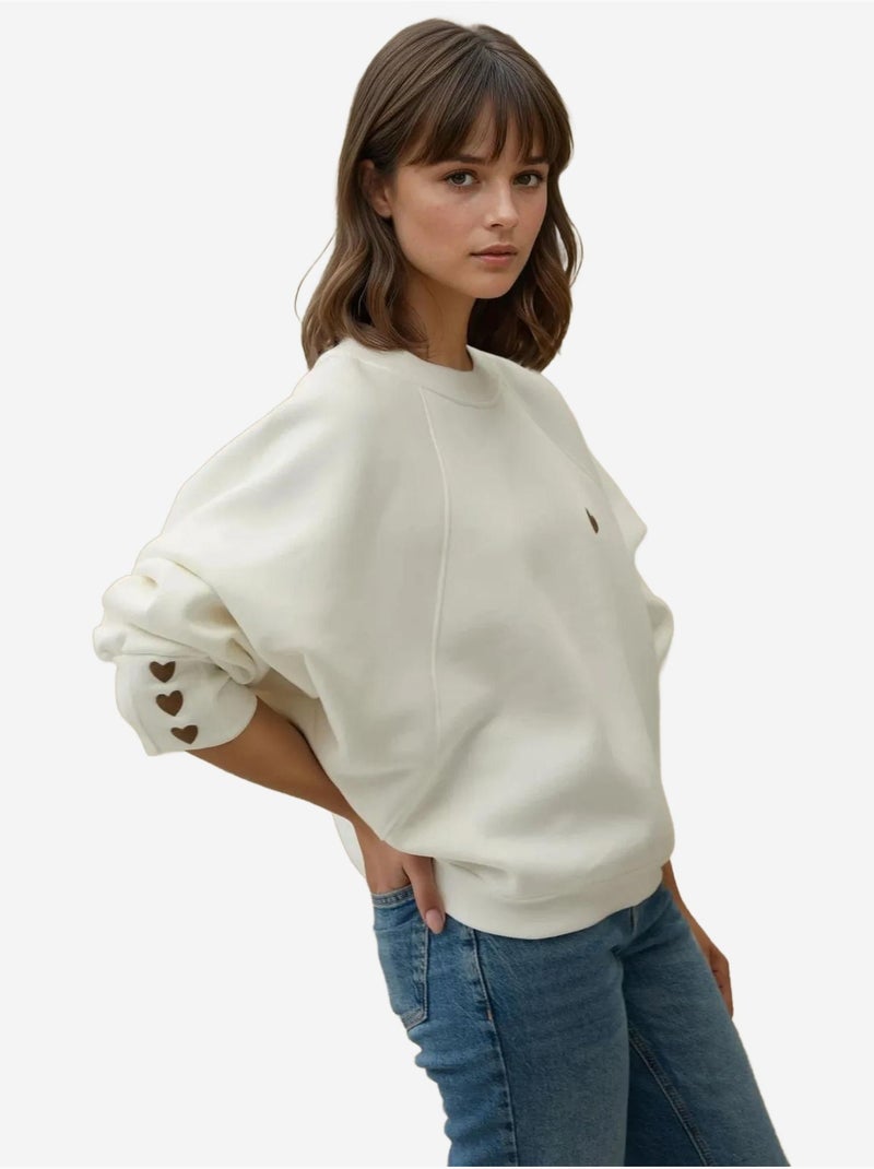 Sweatshirt de algodão bordada hiccup Branco sujo - Kiabi
