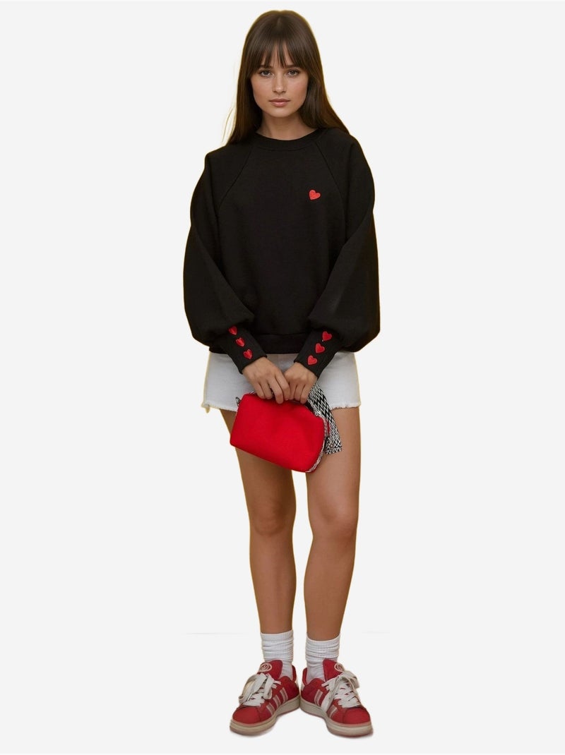 Sweatshirt de algodão bordada hiccup Preto - Kiabi