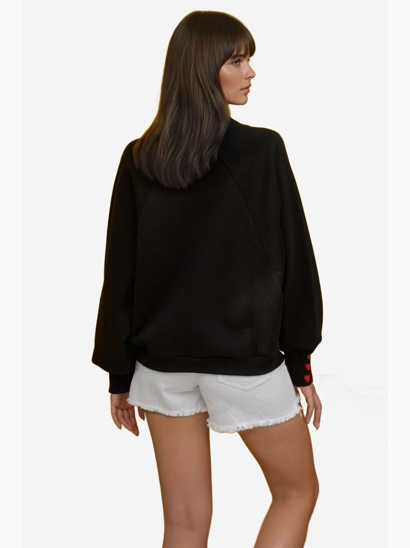 Sweatshirt de algodão bordada hiccup Preto - Kiabi