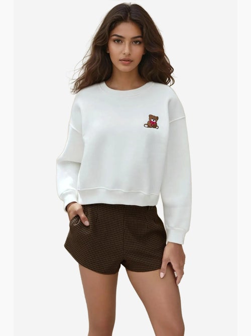Sweatshirt de algodão bordado com ajuste descontraído hiccup - Kiabi Sweatshirt de algodão bordado com ajuste descontraído hiccup - Kiabi