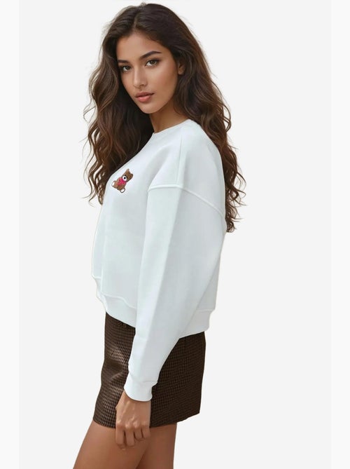 Sweatshirt de algodão bordado com ajuste descontraído hiccup - Kiabi Sweatshirt de algodão bordado com ajuste descontraído hiccup - Kiabi