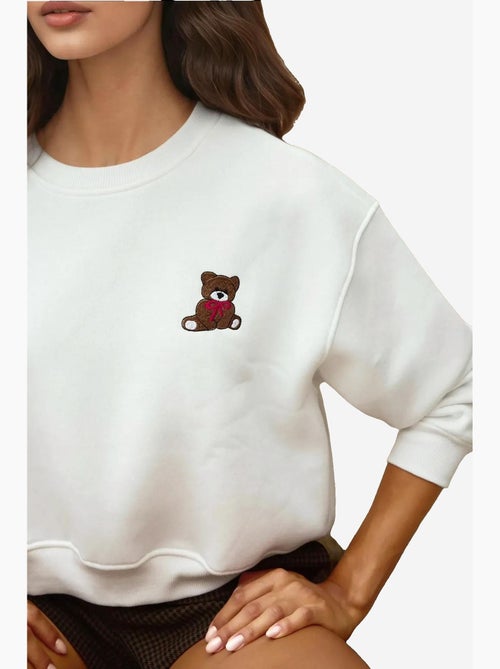 Sweatshirt de algodão bordado com ajuste descontraído hiccup - Kiabi Sweatshirt de algodão bordado com ajuste descontraído hiccup - Kiabi