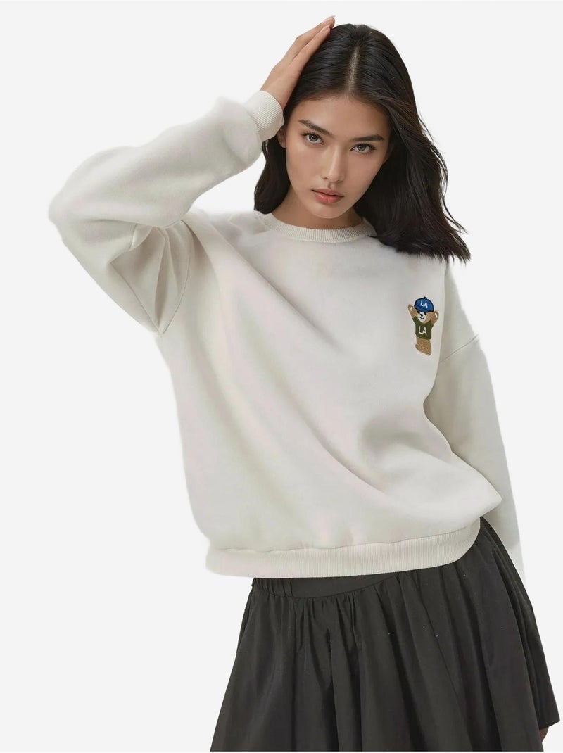 Sweatshirt de algodão bordado hiccup Branco sujo - Kiabi