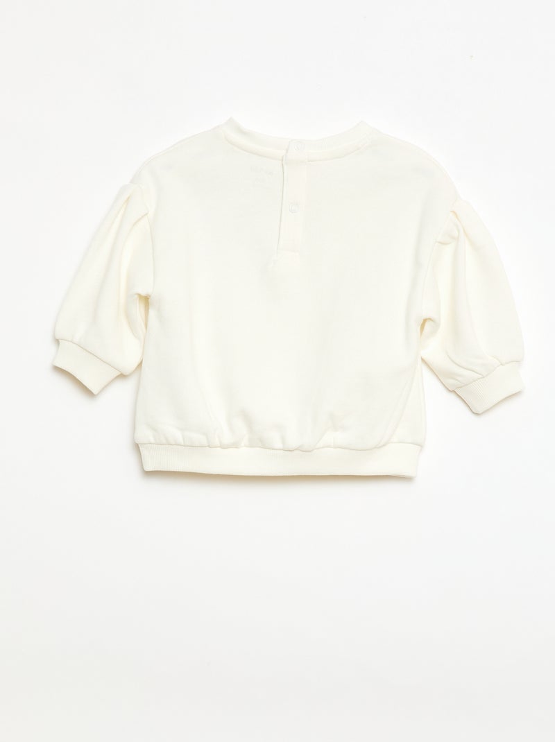 Sweatshirt de algodão com animação na frente Branco - Kiabi