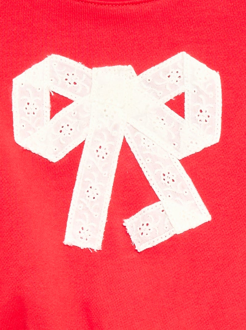 Sweatshirt de algodão com animação na frente Vermelho - Kiabi
