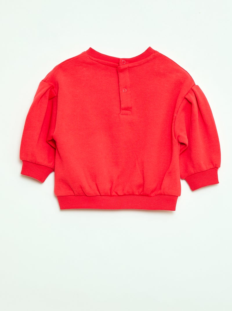 Sweatshirt de algodão com animação na frente Vermelho - Kiabi