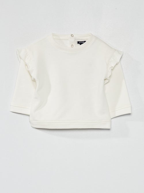 Sweatshirt de algodão + folhos no ombro - Kiabi