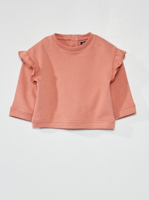 Sweatshirt de algodão + folhos no ombro - Kiabi