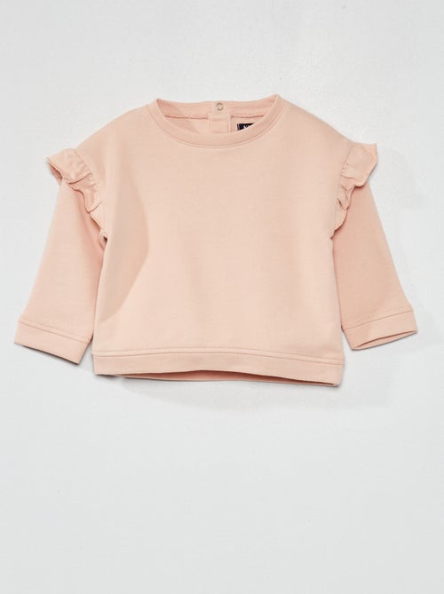Sweatshirt de algodão + folhos no ombro - Kiabi