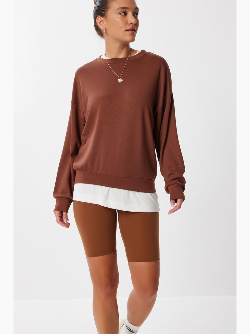 Sweatshirt de algodão istanbul Castanho - Kiabi