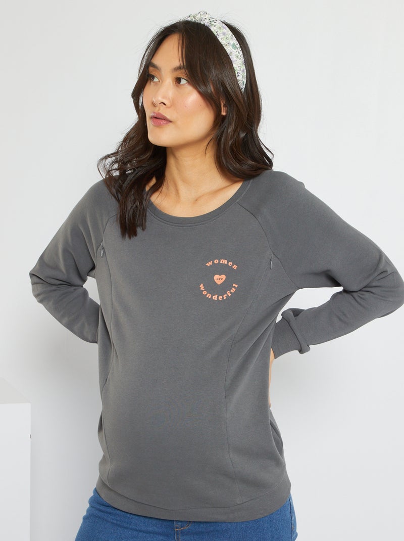 Sweatshirt de amamentação CINZA - Kiabi