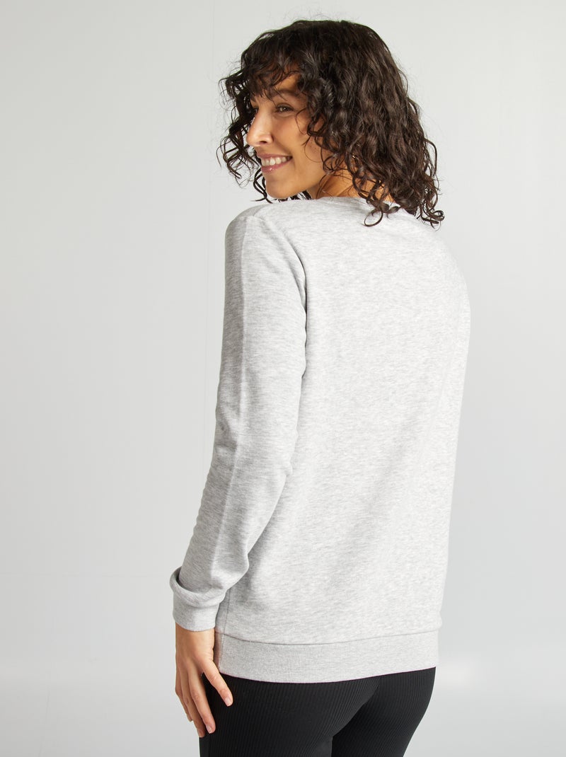 Sweatshirt de amamentação com abertura com fecho CINZA - Kiabi