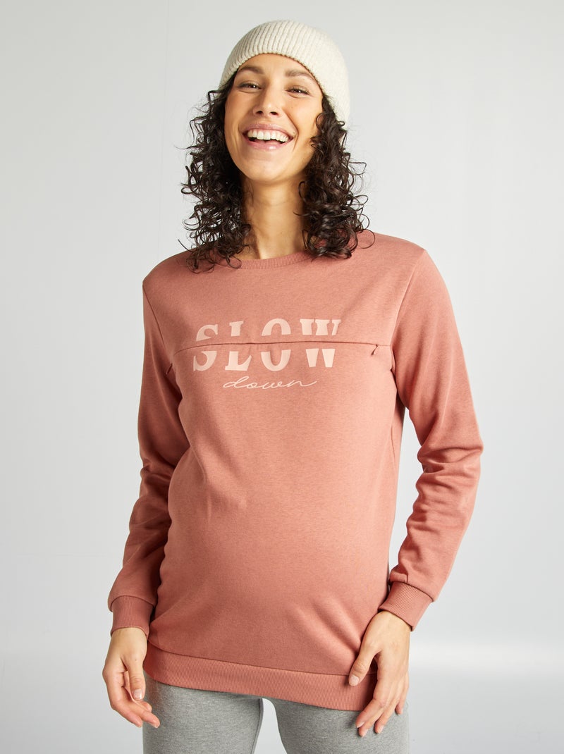 Sweatshirt de amamentação com abertura com fecho ROSA - Kiabi