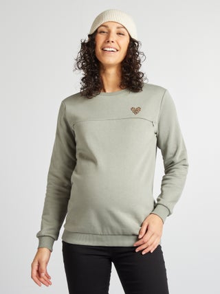 Sweatshirt de amamentação com abertura com fecho