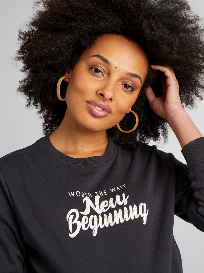 Sweatshirt de amamentação com abertura lateral PRETO - Kiabi