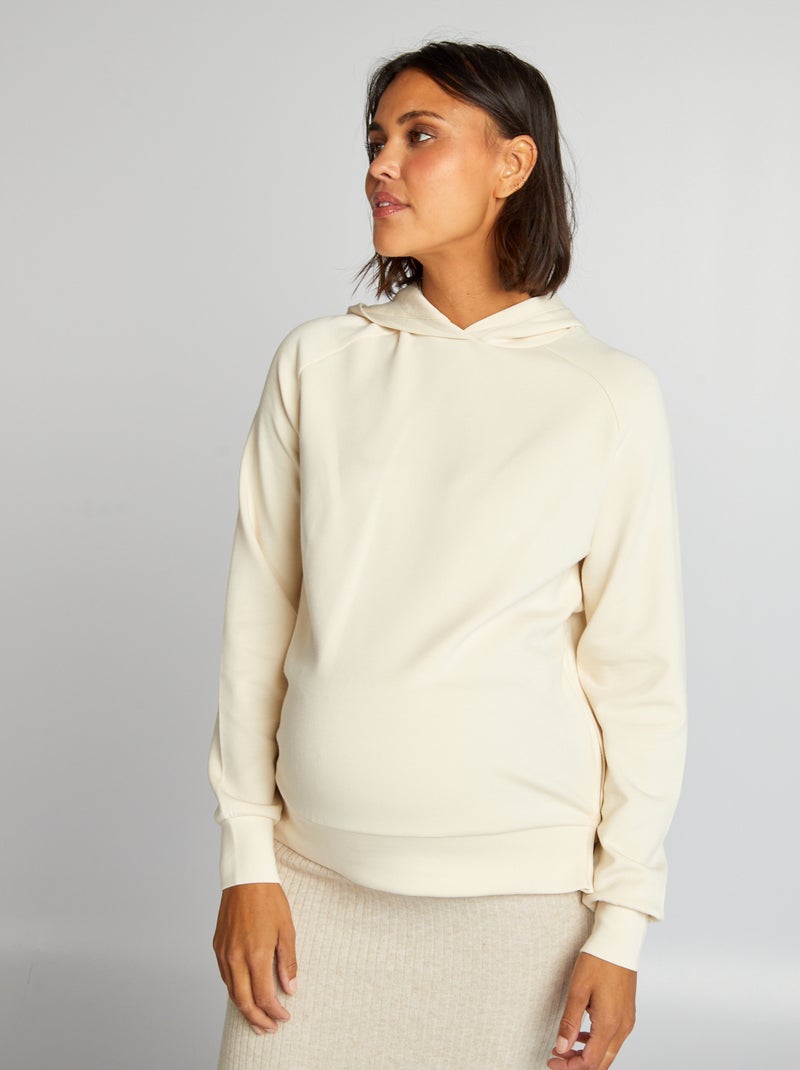 Sweatshirt de amamentação com capuz bege - Kiabi