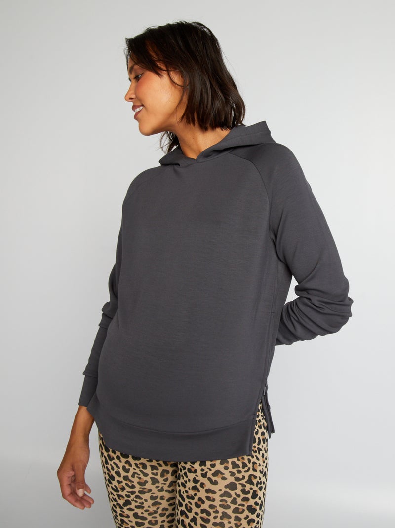 Sweatshirt de amamentação com capuz Cinza Escuro - Kiabi