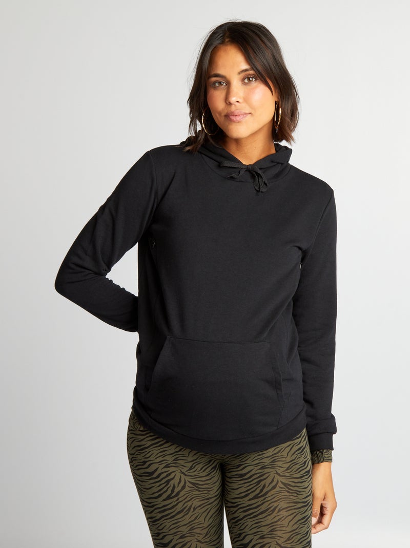 Sweatshirt de amamentação com capuz Preto - Kiabi