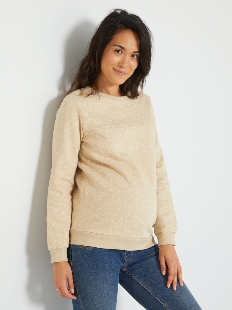 Sweatshirt de amamentação com estampado fantasia BEGE - Kiabi