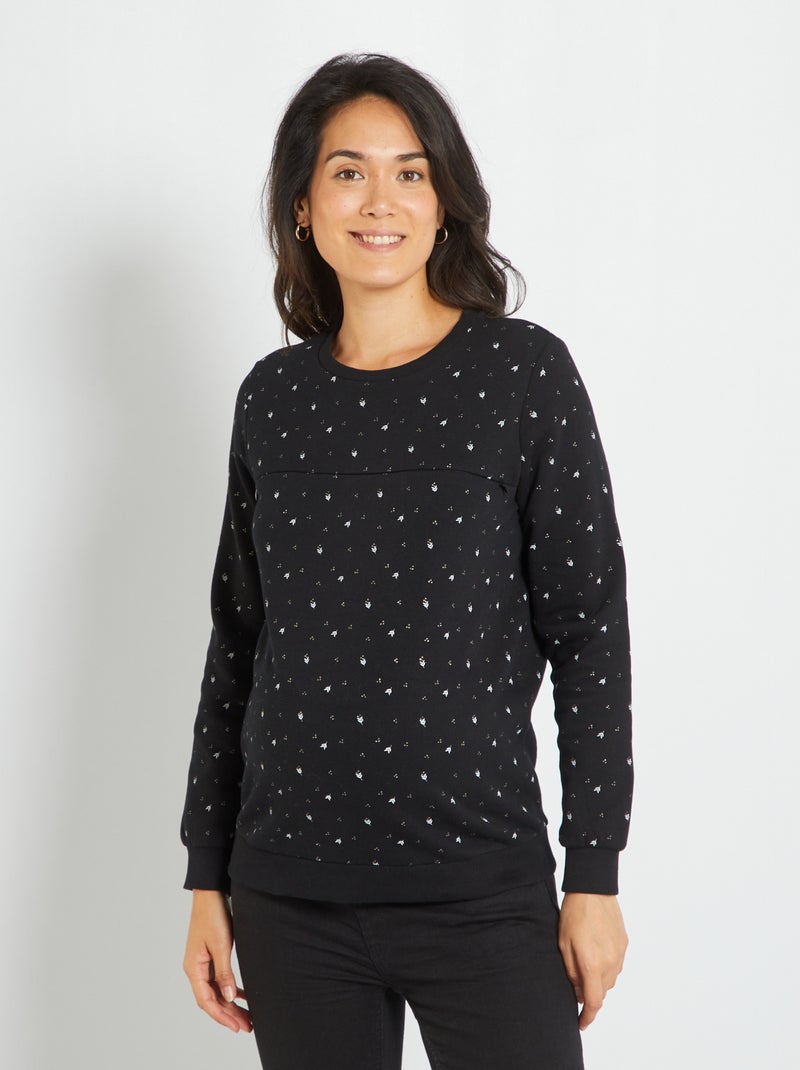 Sweatshirt de amamentação com estampado fantasia PRETO - Kiabi